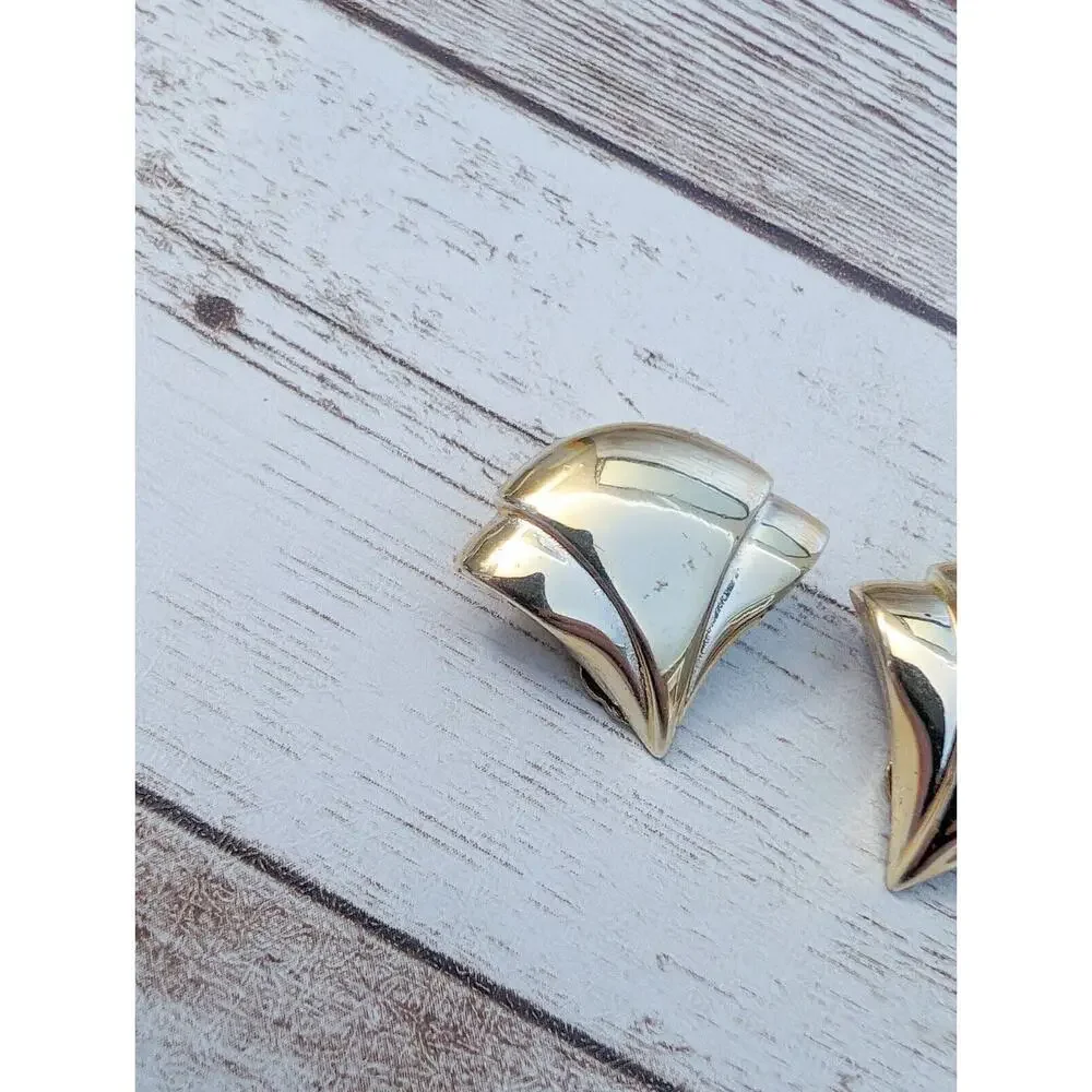 Vintage Clip On Earrings - Fancy Flourish Like Light Gold Tone - Some Marks